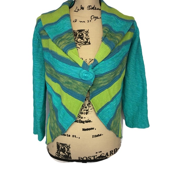 z brand Sweaters - Z m boho vibrant blue green cardigan knit sweater
